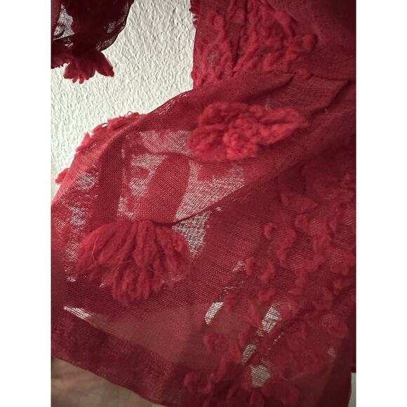 A. CALIN by Flying Tomato Dress Sz M Red Rosette Whimsical Balloon Sleeves Boho - Picture 6 of 14